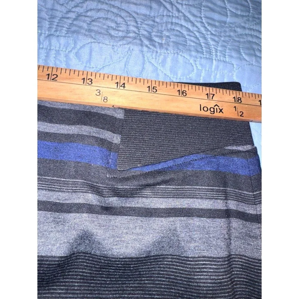 Striped Soho Apparel Ltd XL Stretch Pencil Skirt In Black Blue & Gray